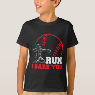 Camiseta Corra, Ouso-Te Engraçada A Pegar Baseball Pla