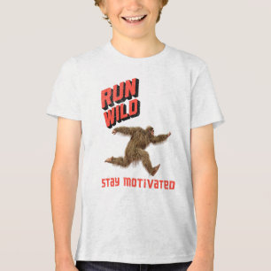 Camiseta Corra Selvagem Motivação de Fitness do Pé Grande