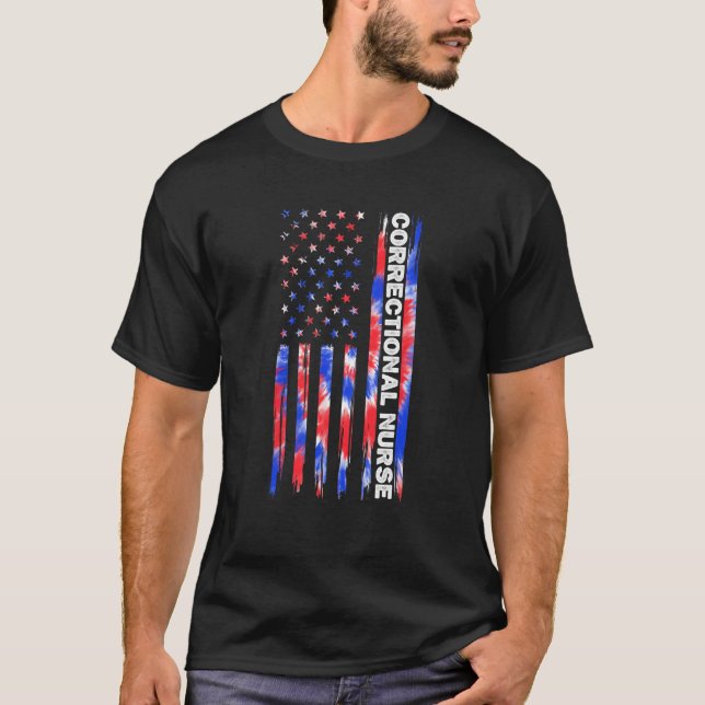 Camiseta Correctional Nurse Nursing Tie Dye American Flag 4 (Frente)