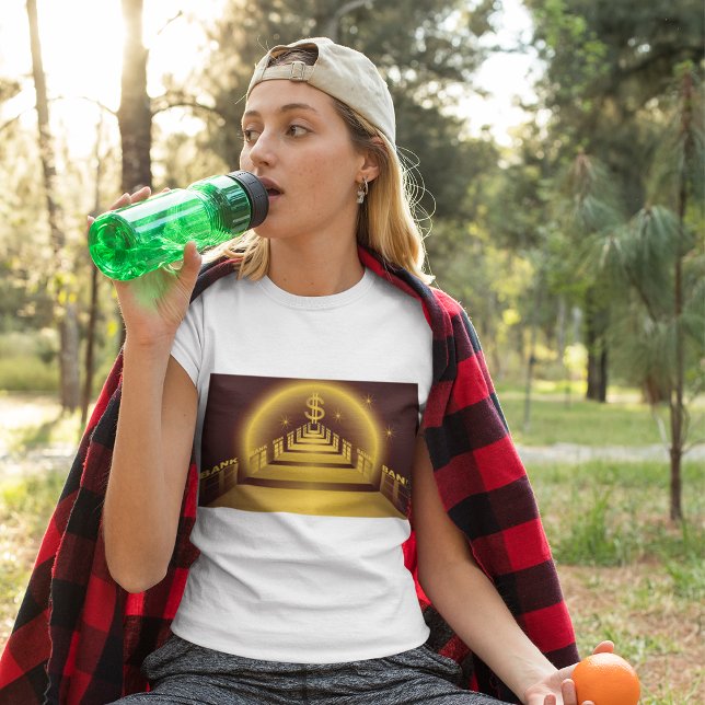 Camiseta Corredor do Banco do ouro a brilhar no financiamen (Criador carregado)