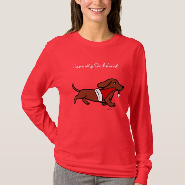 Camiseta Corredor do Natal do Dachshund (Frente)