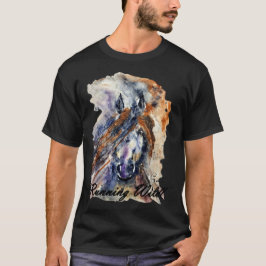 Camiseta Correndo Cavalo Selvagem, Impressão de Pintura por