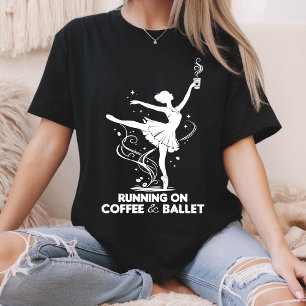 Camiseta Correndo Com Café E Ballet Professora Engraçada Da