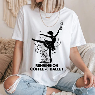 Camiseta Correndo Com Café E Ballet Professora Engraçada Da