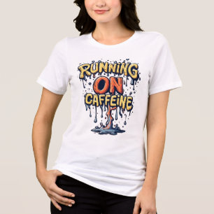Camiseta Correndo Com Cafeína Grafite de Desenho Animado Vi