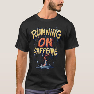 Camiseta Correndo Com Cafeína Grafite de Desenho Animado Vi