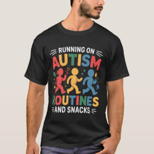 Camiseta Correndo Com Rotinas e Lanches do Autismo Autista