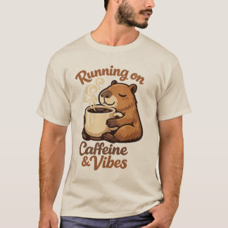 Camiseta Correndo em Cafeína e Vibrações Capivara Amante de