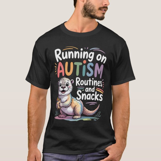 Camiseta Correndo Em Rotinas E Lanches Do Autismo Lindo Len (Frente)