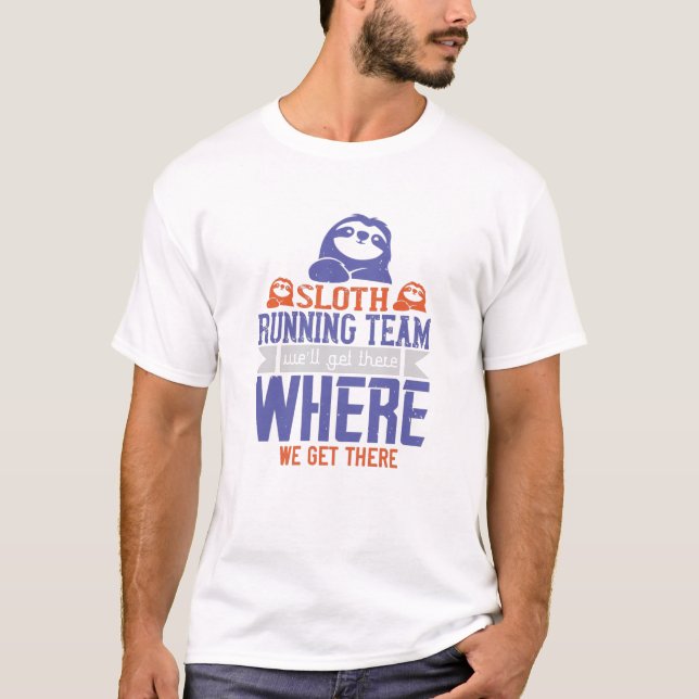 Camiseta Correndo - Equipe de Corrida de Preguiça (Frente)
