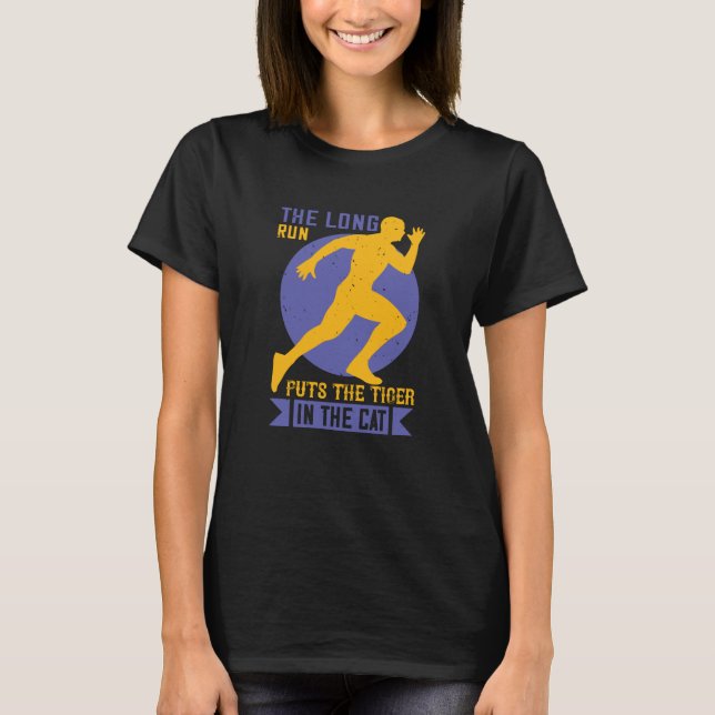 Camiseta Correndo - Longa corrida coloca tigre no gato (Frente)