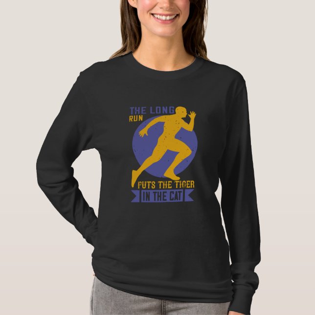 Camiseta Correndo - Longa corrida coloca tigre no gato (Frente)