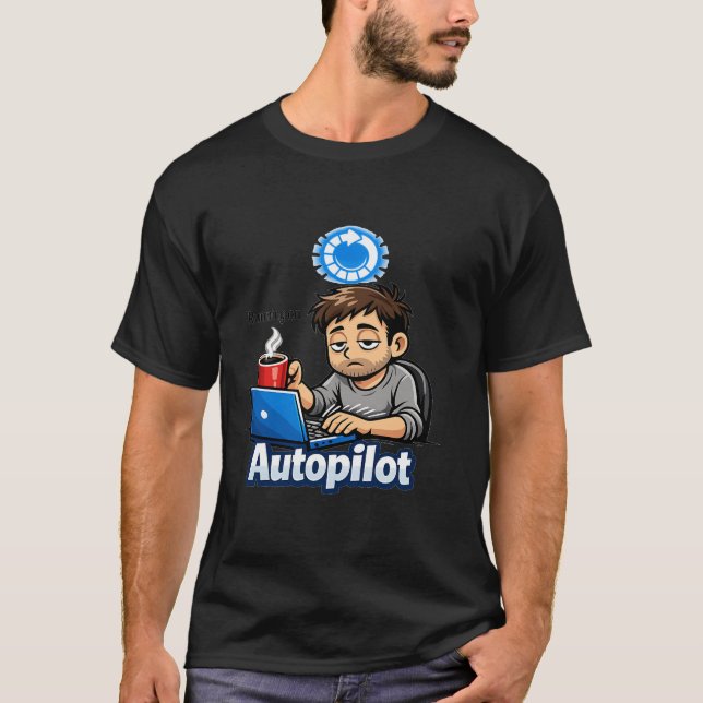 Camiseta Correndo no Piloto Automático Design Engraçado – A (Frente)