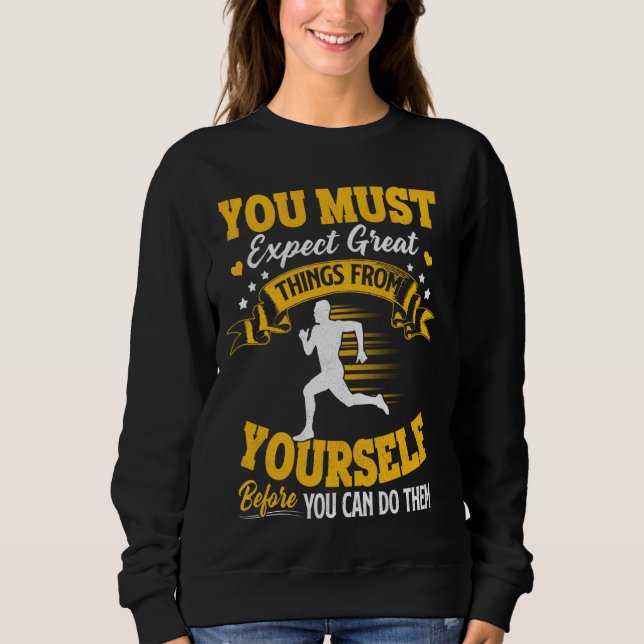 Camiseta Correndo Você Deve Esperar Coisas De Excelente De  (Frente)