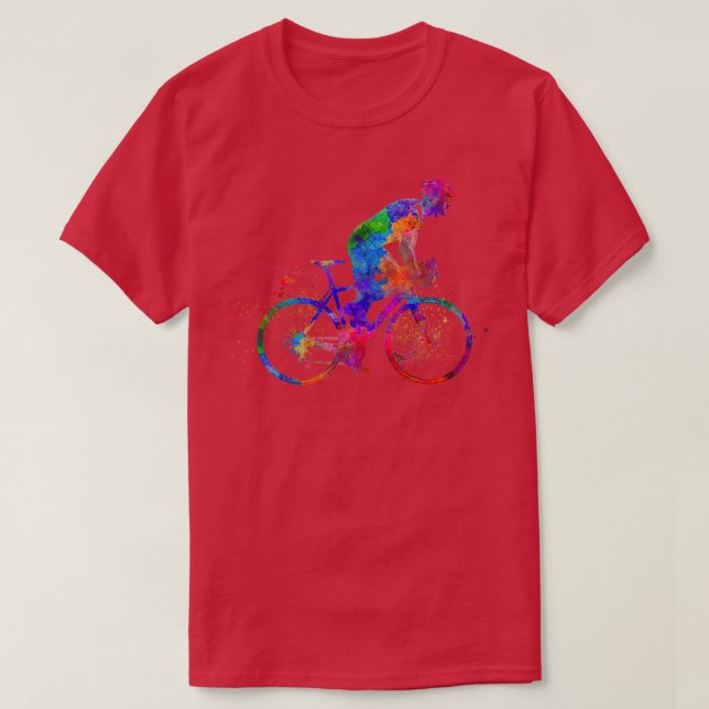 Camiseta Corrente de ciclismo em aquarela (Frente do Design)