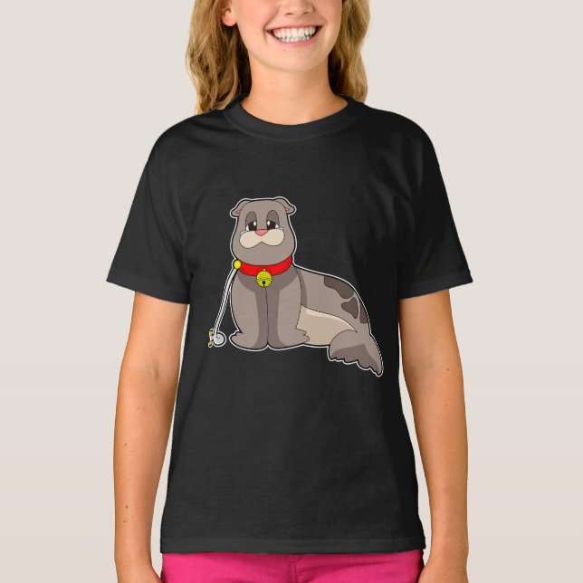 Camiseta Corrente do colarinho do selo (Frente)