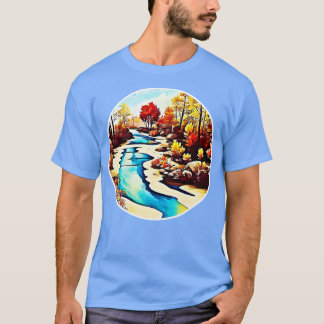 Camiseta Corrente fluvial através da pintura florestal do o