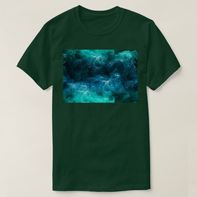 Camiseta Correntes oceânicas sem costura, azul verde, no Oc (Frente do Design)