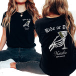 Camiseta Correr Ou Morrer Até Morrer Festejamos Bachelorrei<br><div class="desc">Adicione um toque de talento gótico à sua festa de solteira com nossa camisa personalizada de "Corrida ou Morrer", perfeita para o tema "Morte de Til Do We Party". Estas camisas são projetadas para misturar elegância escura com diversão divertida, com um gráfico de noiva de esqueleto impressionante e o slogan...</div>