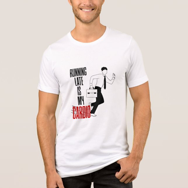 Camiseta Correr Tarde é o meu Cardio - Engraçada citação Sa (Frente)