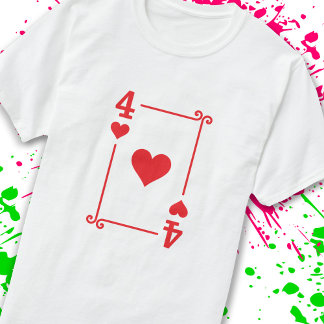 Camiseta Correspondência 4 Cartões Brincando Com Quatro Cor