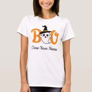 Camiseta Correspondência da Família Boo Crew Orange Hallowe