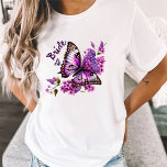 Camiseta Correspondência de Chás de panela de borboletas ro<br><div class="desc">Prepare-se para espalhar suas asas e voar com nossas camisas de festas de Chá de panela da Borboleta! Nossa bela design apresenta uma borboleta roxa em um jardim de flores, fazer a camisa perfeita para vestir a sua próxima celebração de chá de panela. A bela design de borboleta roxa é...</div>