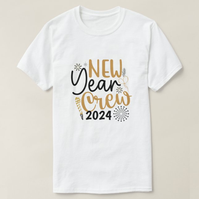 Camiseta Correspondência de Grupo de Tripulação do Ano Novo (Frente do Design)