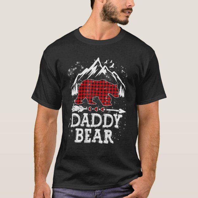 Camiseta Correspondência de Natal com Urso Pai Vermelho Xad (Frente)