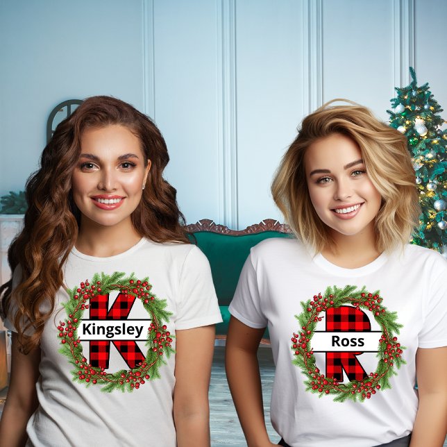 Camiseta Correspondência Familiar da Rua de Natal Letra K (Criador carregado)