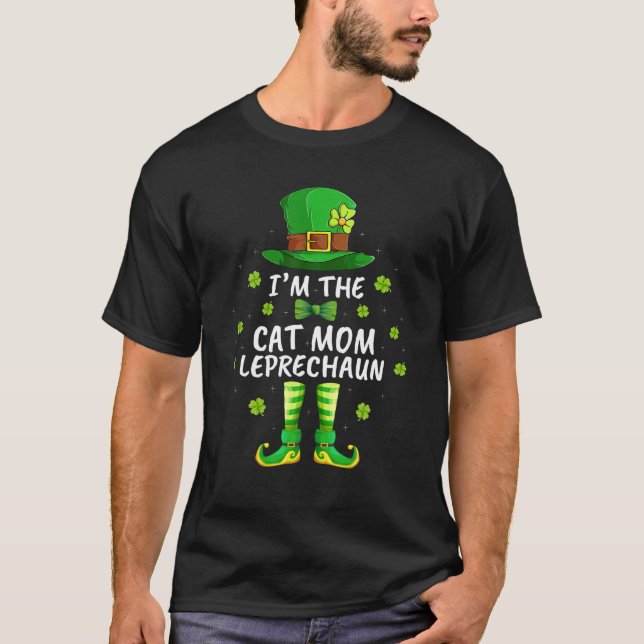 Camiseta Correspondência Familiar Eu sou o gato Mãe Leprech (Frente)