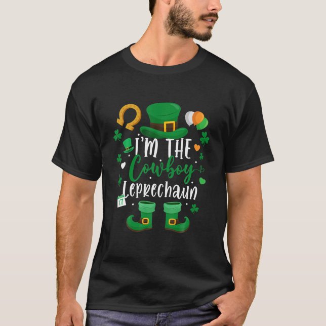 Camiseta Correspondência Familiar Sou o Cowboy Leprechaun R (Frente)