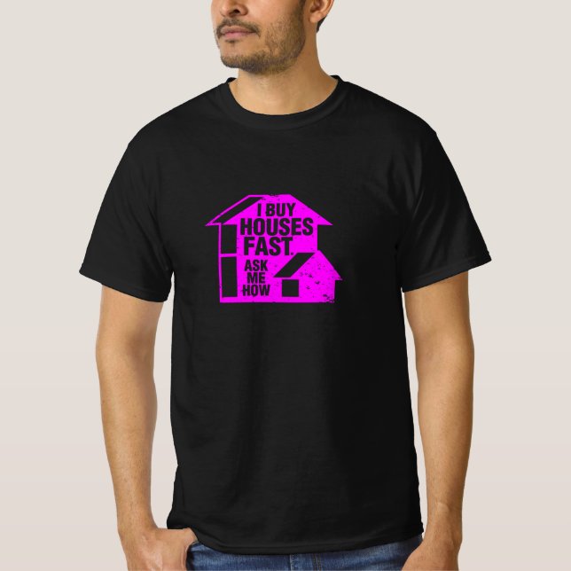 Camiseta Corretor de Imóveis - Compro Casas Rápido, Pergunt (Frente)