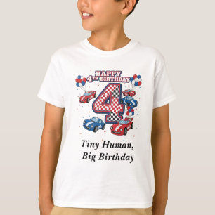 Camiseta Corrida de 4º Aniversário Carro Personalizado Two