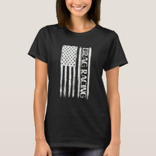 Camiseta Corrida de Arrancada Bandeira Americana Carro de C