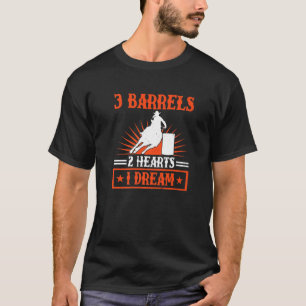 Camiseta Corrida de Barrel 3 Barris 2 Corações 1 Cavalo de 