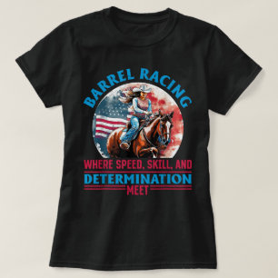 Camiseta Corrida de Barril de Cavalo Corrida de barril onde