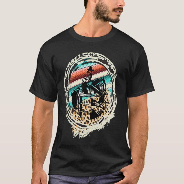 Camiseta Corrida de Barril de Cavalo Serape Leopardo (Frente)