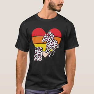 Camiseta Corrida de Barril Leopardo Gráfico Coração Retro C