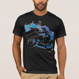 Camiseta Corrida de bicicleta motora da vinheta - Azul
