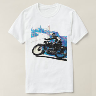 Camiseta Corrida de bicicleta motora da vinheta - Azul