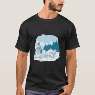 Camiseta Corrida de cães desportivos na neve