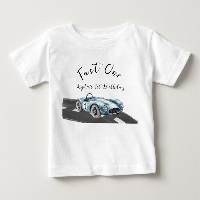 Camiseta Corrida de Carro de Um Ano de Nascimento (Frente)