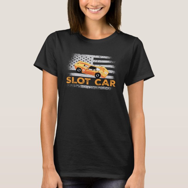 Camiseta Corrida de Carros com Bandeiras Dos Eua (Frente)