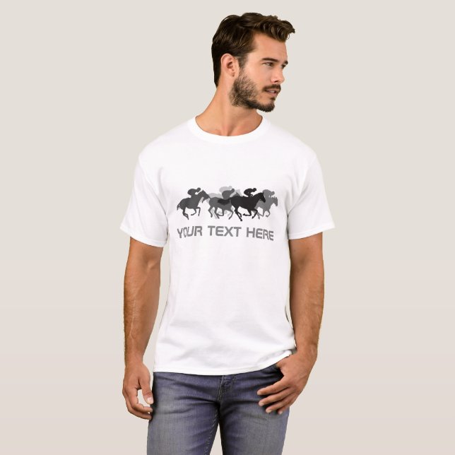 Camiseta Corrida de cavalos elegante e personalizável (Frente Completa)