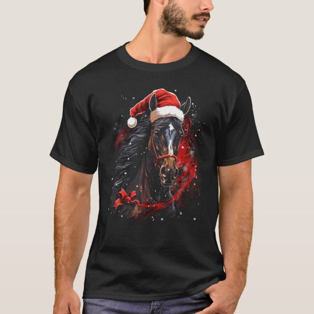 Camiseta Corrida de Cavalos Presente de Natal do Cavalo de  (Frente)