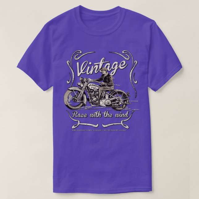 Camiseta Corrida de motocicleta clássica com vento (Frente do Design)