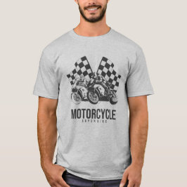 Camiseta Corrida de Superbike de Moto com Bandeiras Xadrez