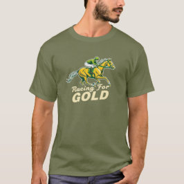 Camiseta Corrida para Design de Jockey com Cavalo Dourado