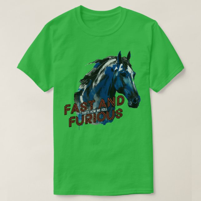 Camiseta Corrida rápida e feroz de cavalos (Frente do Design)